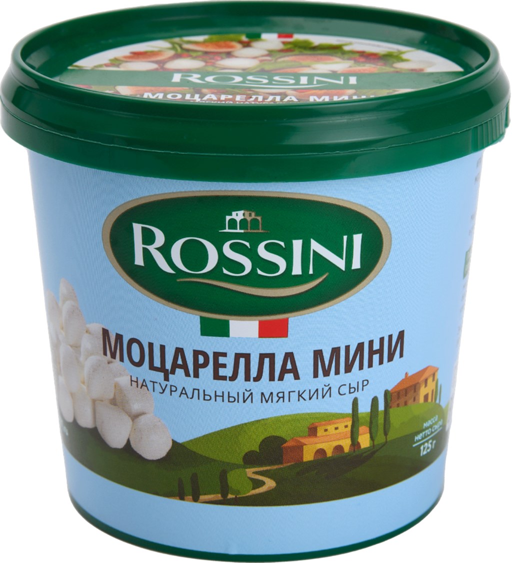 Купить сыр рассольный Россини Моцарелла мини 40% 125 г, цены на Мегамаркет  | Артикул: 100038842325