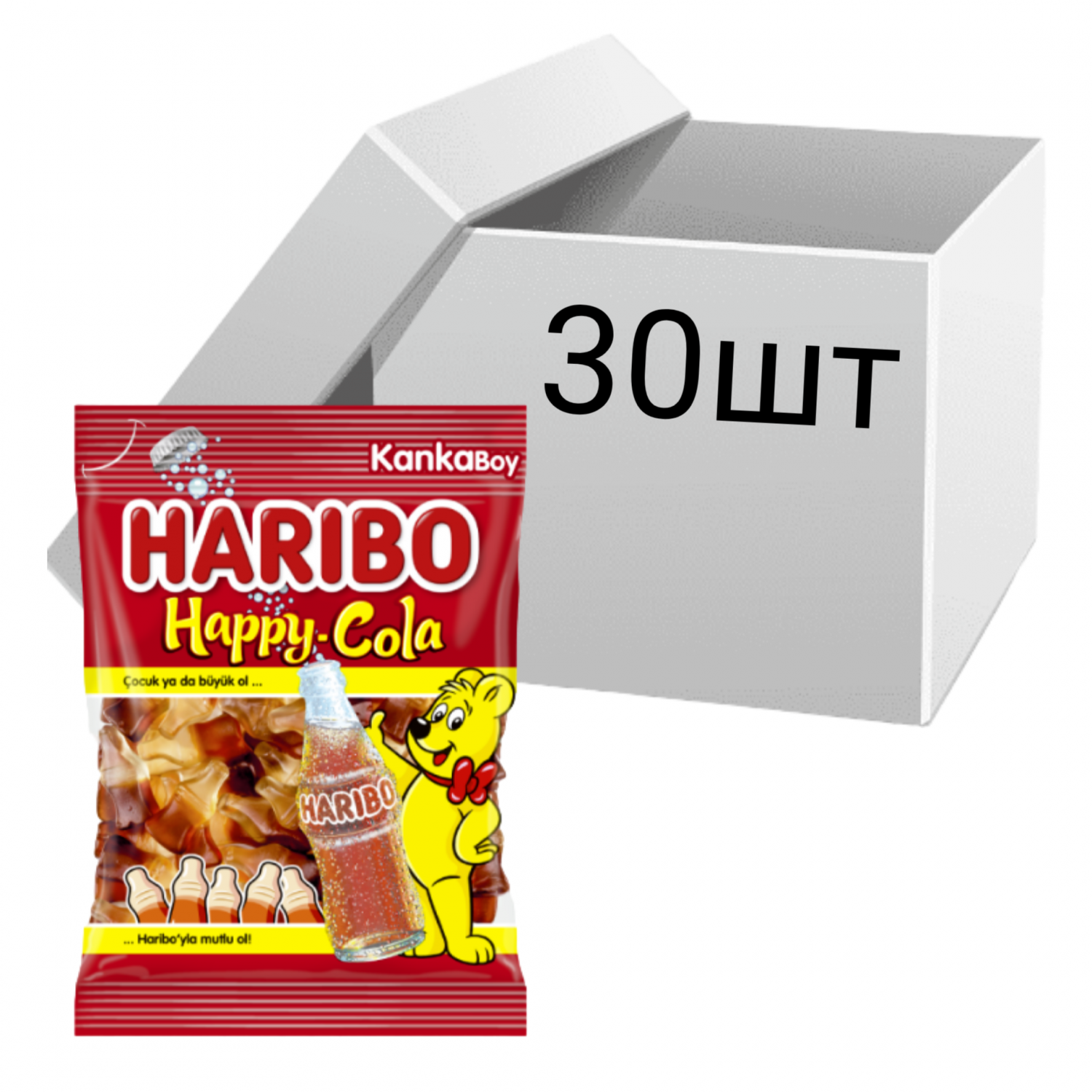 Жевательный мармелад <b>Haribo</b> happy cola, 80 г х 30 шт - megamarket.ru.