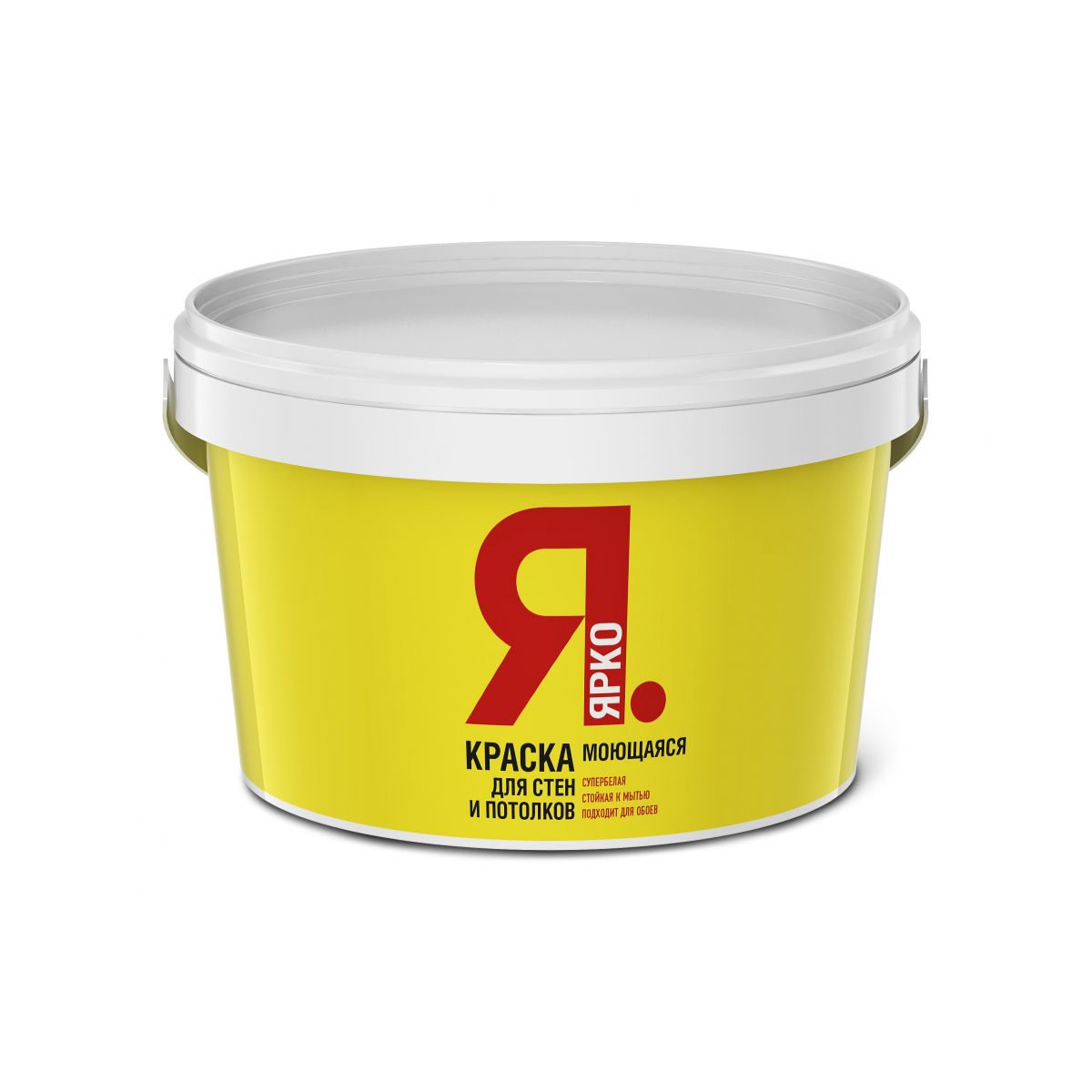 Краска Ярко для стен и потолков моющаяся, база A, 2,5 кг купить в ...