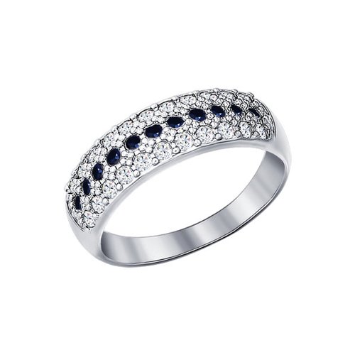 Серебряное кольцо женское с черными фианитами SOKOLOV 94010063 р.20.5