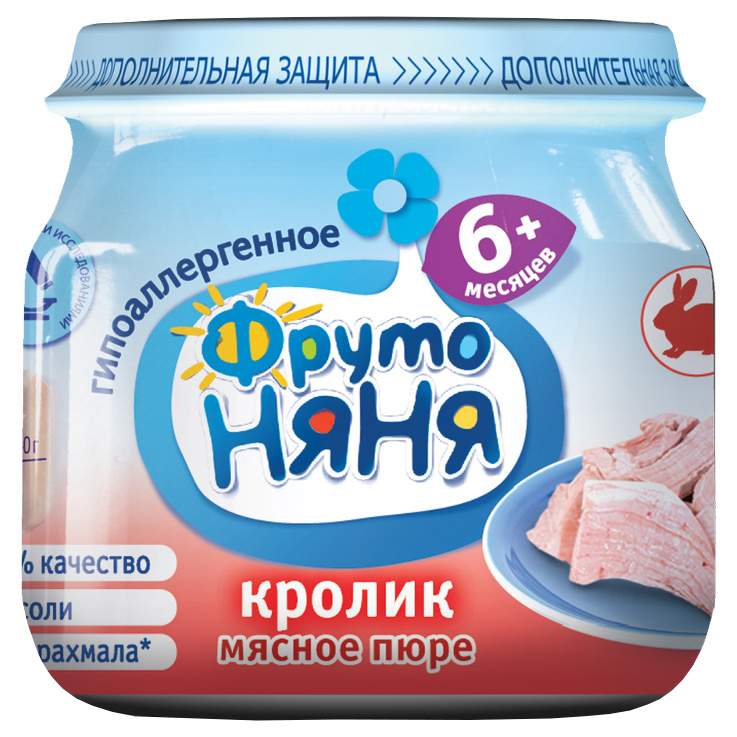 Пюре мясное ФрутоНяня Из мяса кролика с 6 месяцев 80 г, 1 шт.