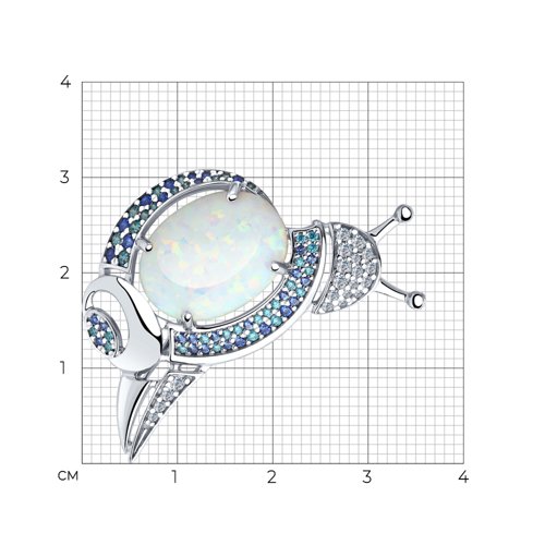 Брошь SOKOLOV из серебра с опалами и фианитами 83040012