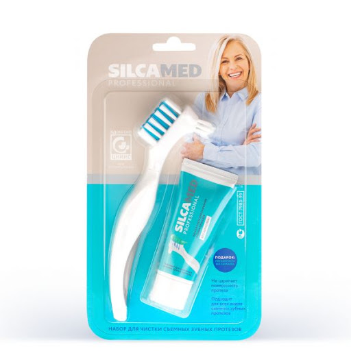 Silca Med набор для чистки зубных протезов щетка и зубная паста 30 гр
