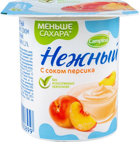 Йогуртный продукт Кампина нежный с соком персика 1.2% 100 г