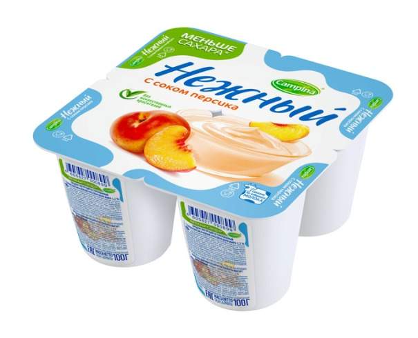 Йогуртный продукт Кампина нежный с соком персика 1.2% 100 г