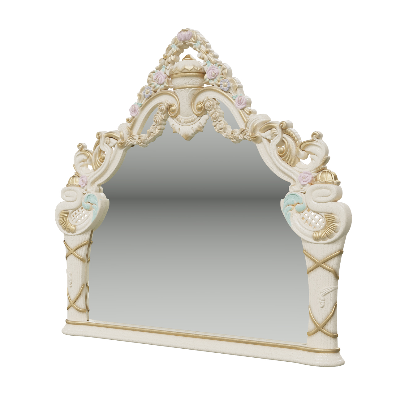 Зеркало Мэри-Мебель Людовик СЛ-06 слоновая кость кракелюр, ручная роспись, 142х8х130,5 см