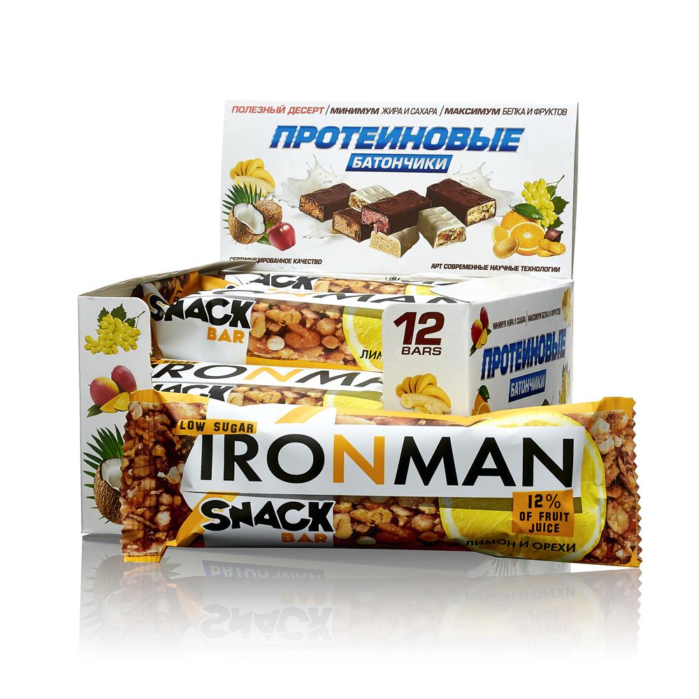 Батончик Ironman Snack Bar 12 40 г, 12 шт., лимон и орехи