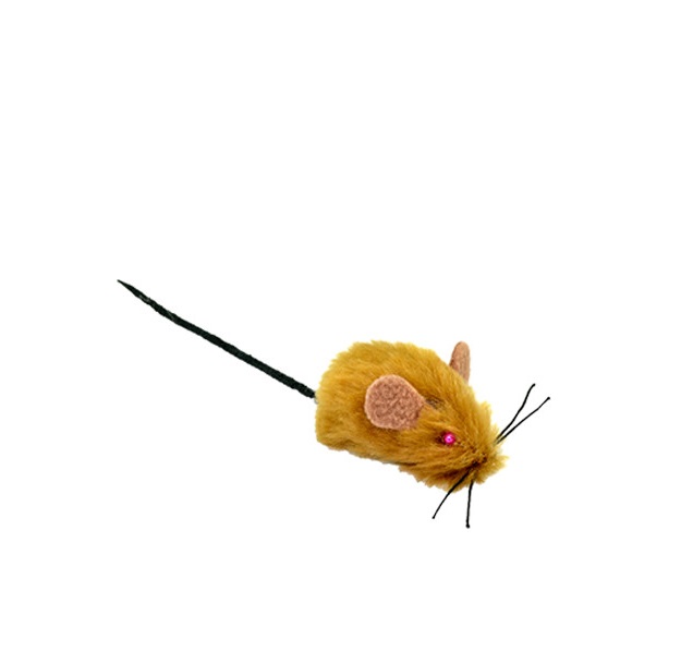 Мягкая игрушка для кошек Зооник Мышь, искусственный мех, в ассортименте, 4.5 см, 2 шт