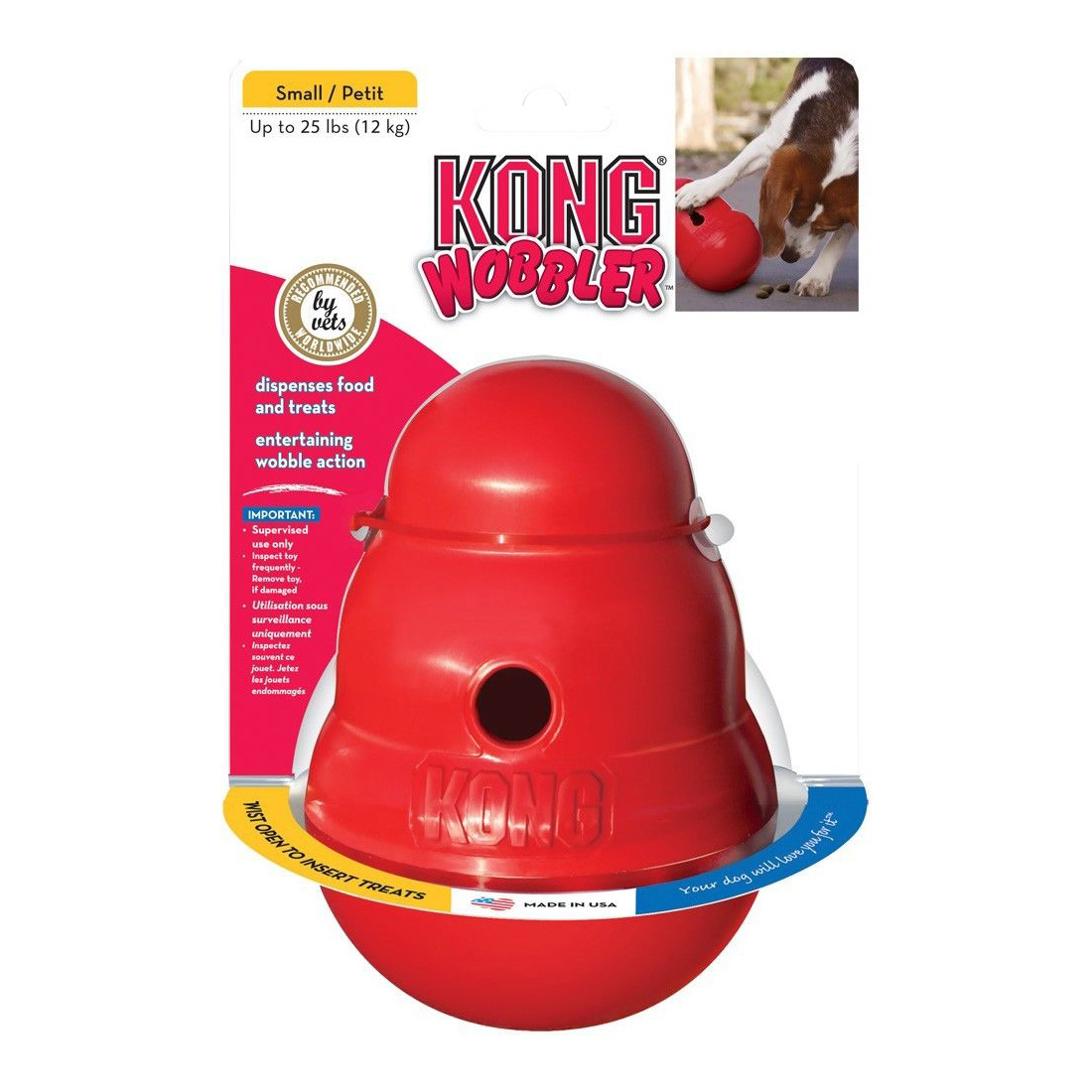 Развивающая игрушка для собак KONG Wobbler для средних пород, красный, длина 7 см