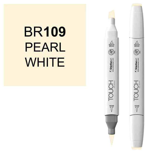 Маркер Touch Brush двухсторонний на спиртовой основе Жемчужный 109 белый; серый