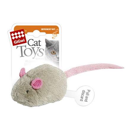 Мягкая игрушка для кошек GiGwi "Мышка" для кошек с электронным чипом, серый, 6 см