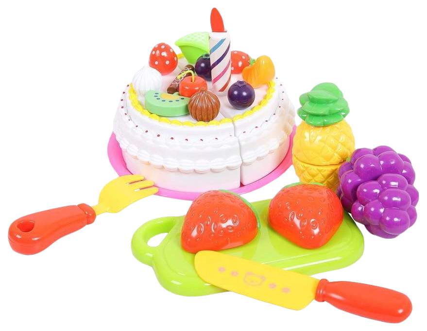 Игровой набор Junfa Toys Помогаю Маме Торт и фрукты для резки 26 предметов