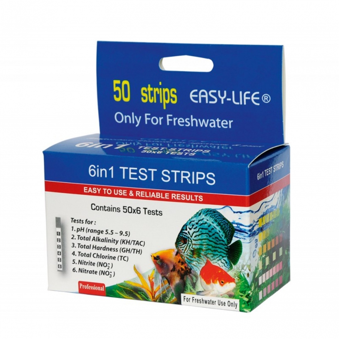 Тест-полоски 6 в 1 для аквариумной воды EASY LIFE TESTY 6in1, 50 полосок