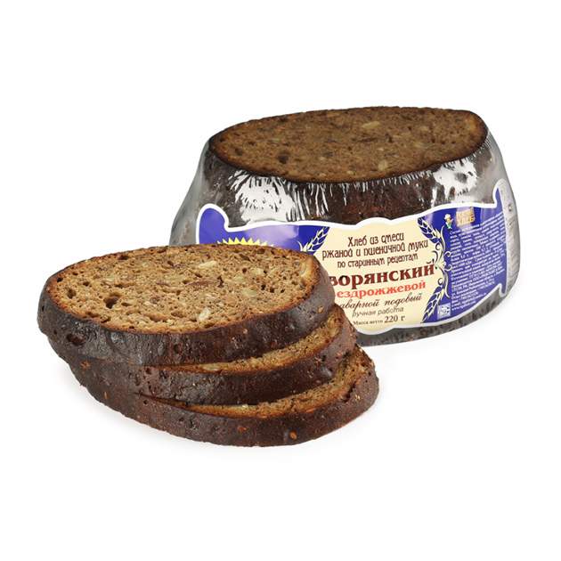Хлеб серый, Рижский Хлеб, Дворянский ржано-пшеничный заварной, подовый 220 г