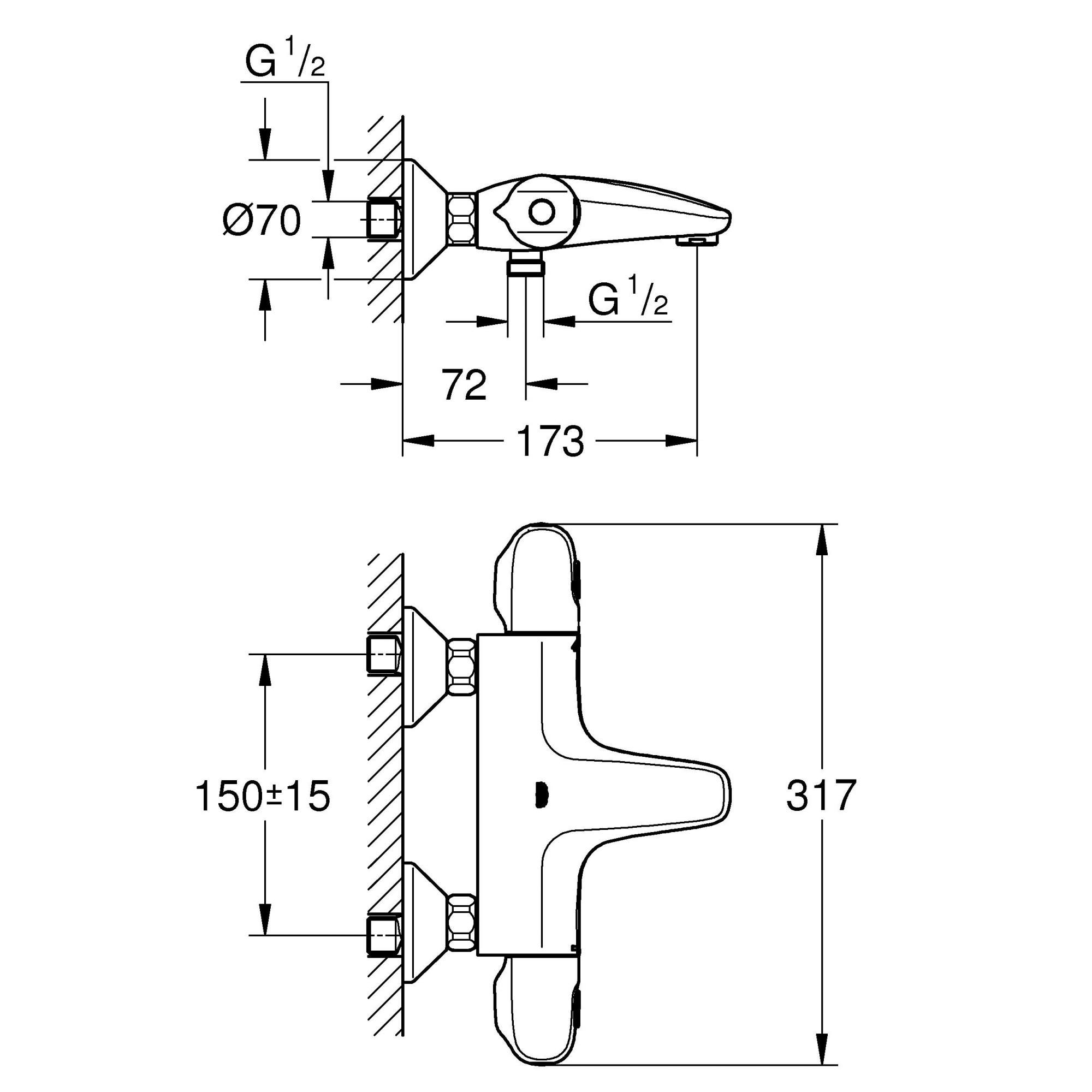 Смеситель для ванны Grohe Grohtherm 1000 New 34155003 хром