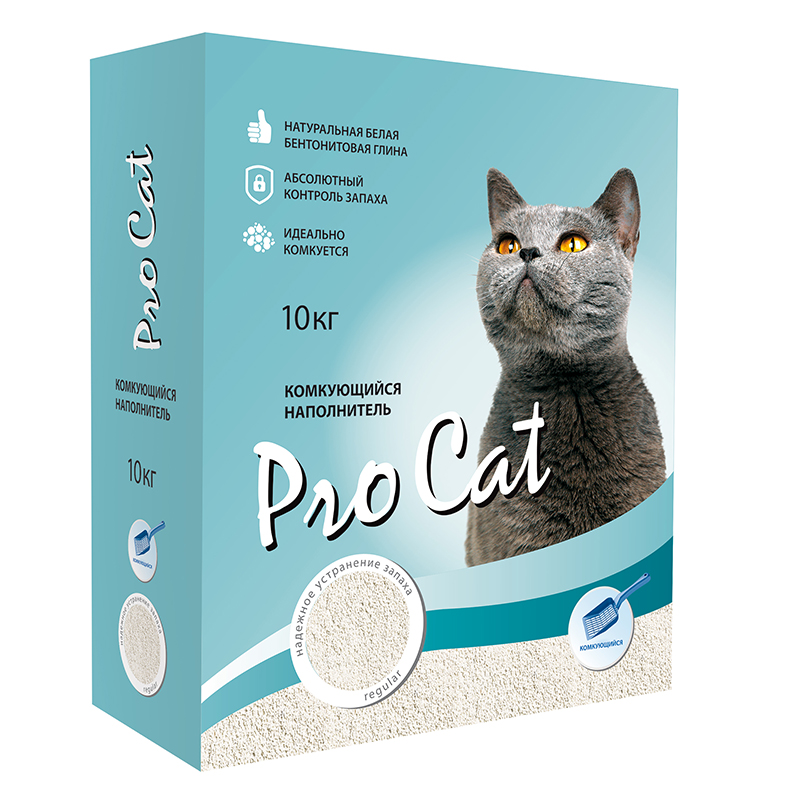 Комкующийся наполнитель для кошек Pro Cat Regular бентонитовый, 10 кг, 40 л