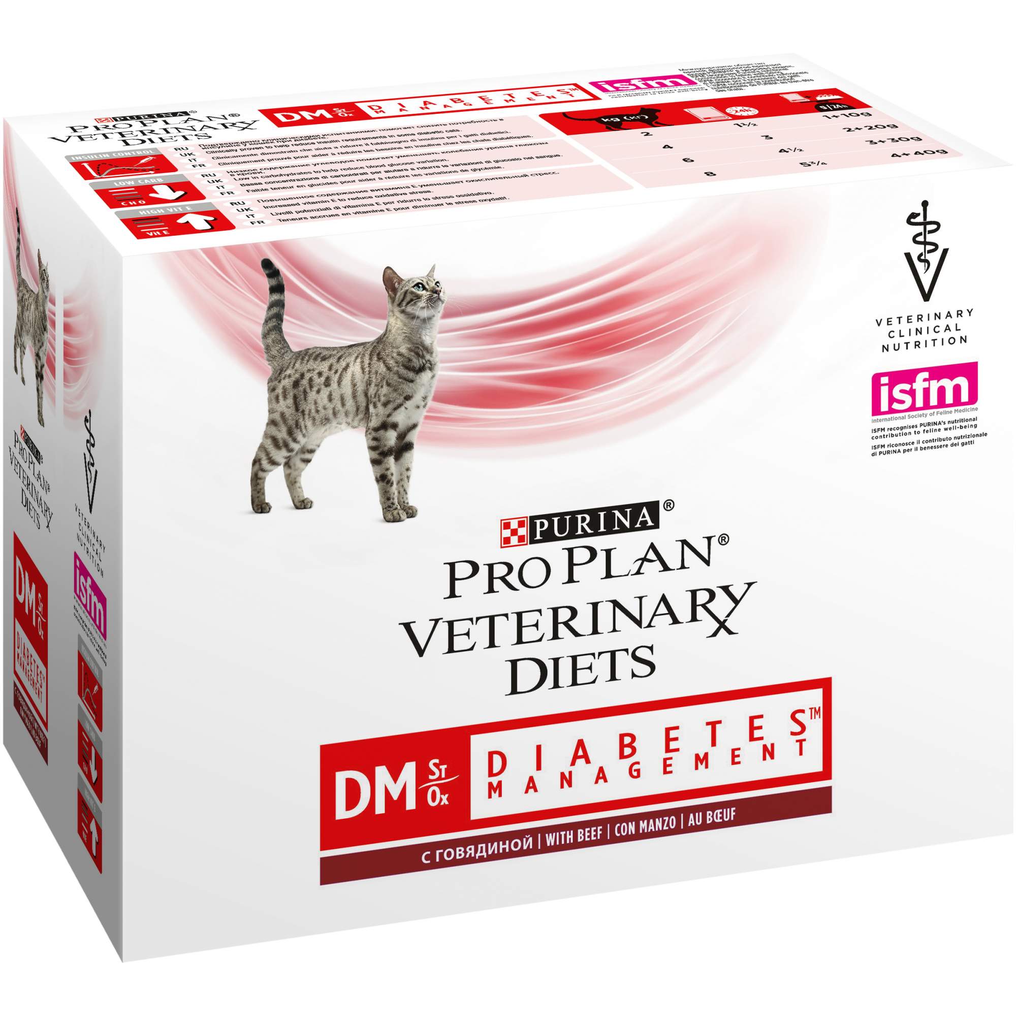 Влажный корм для кошек Pro Plan Veterinary DM для кошек при диабете, говядина, 85г