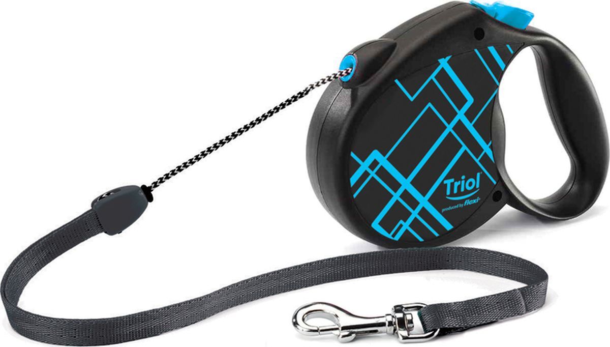 Рулетка для собак Triol Flexi Life Lines M, трос, черно-синяя, до 20 кг, длина 5 м