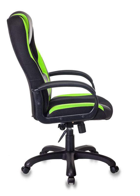 Кресло игровое ZOMBIE VIKING-9/BL+SD черный/салатовый искусст.кожа/ткань