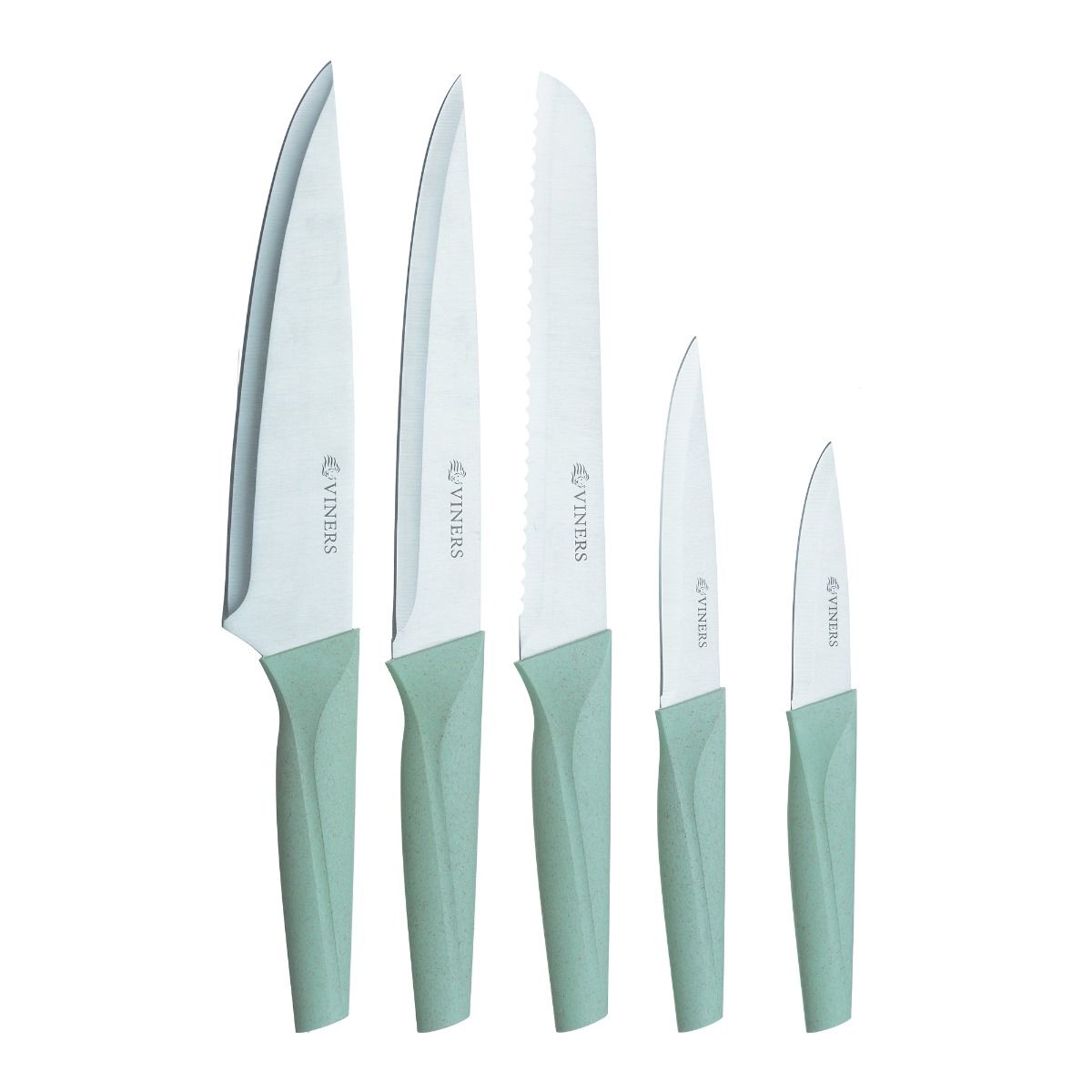 Набор из 5 ножей в подставке organic зеленый