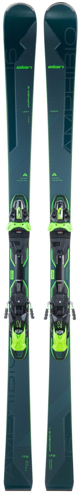 Горные лыжи Elan Amphibio 16Ti Fusionx + Emx 12 Fusionx 2021, black/green, 160 см