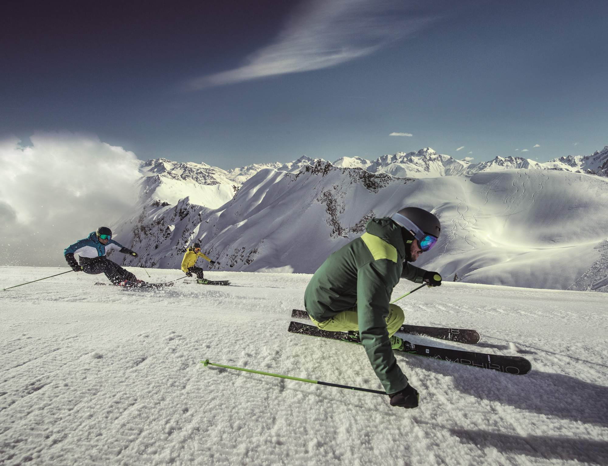 Горные лыжи Elan Amphibio 14Ti Fusionx + Emx 11 Fusionx 2021, blue/green, 160 см