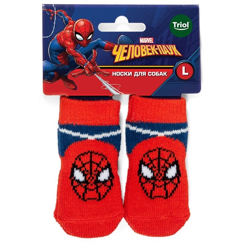 Носки для собак Triol Человек-паук, размер L, 4 шт