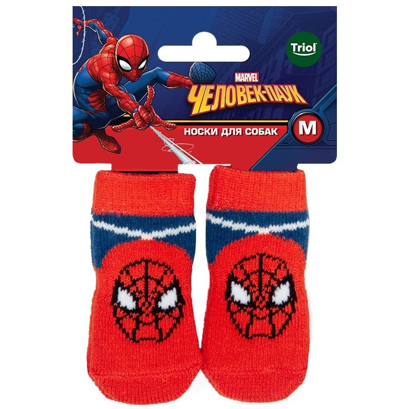 Носки для собак Triol Marvel Человек-паук, размер M, 4 шт