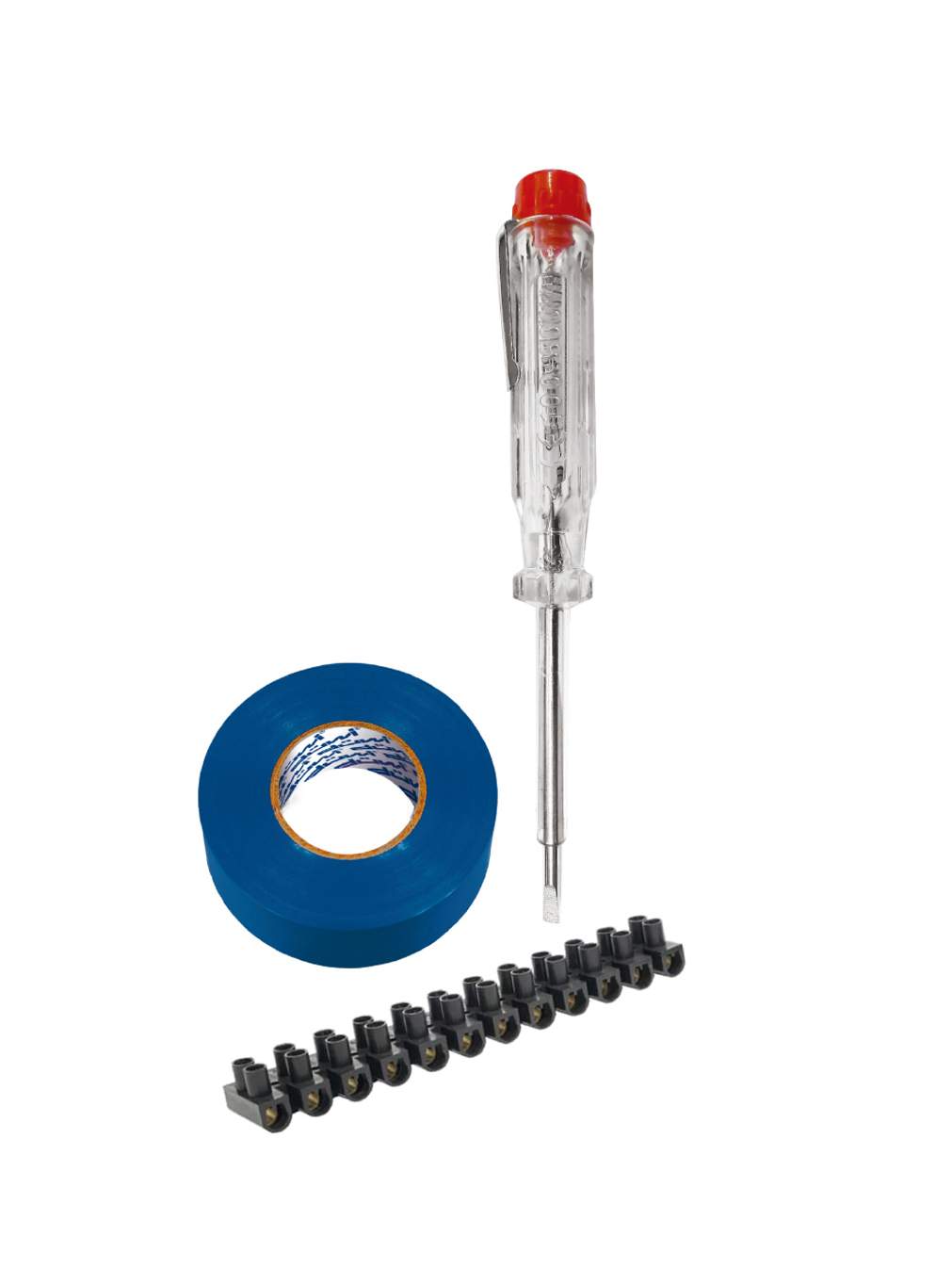 Электромонтажный набор: индикаторная отвертка-пробник, колодка клеммная ...