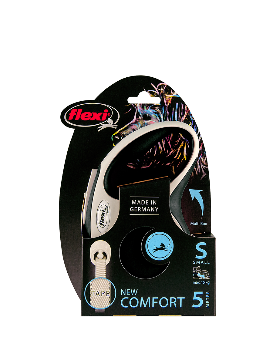 Поводок-рулетка Flexi New Comfort tape S 5m 15kg, черный, белый - отзывы  покупателей на маркетплейсе Мегамаркет | Артикул товара:600002232517