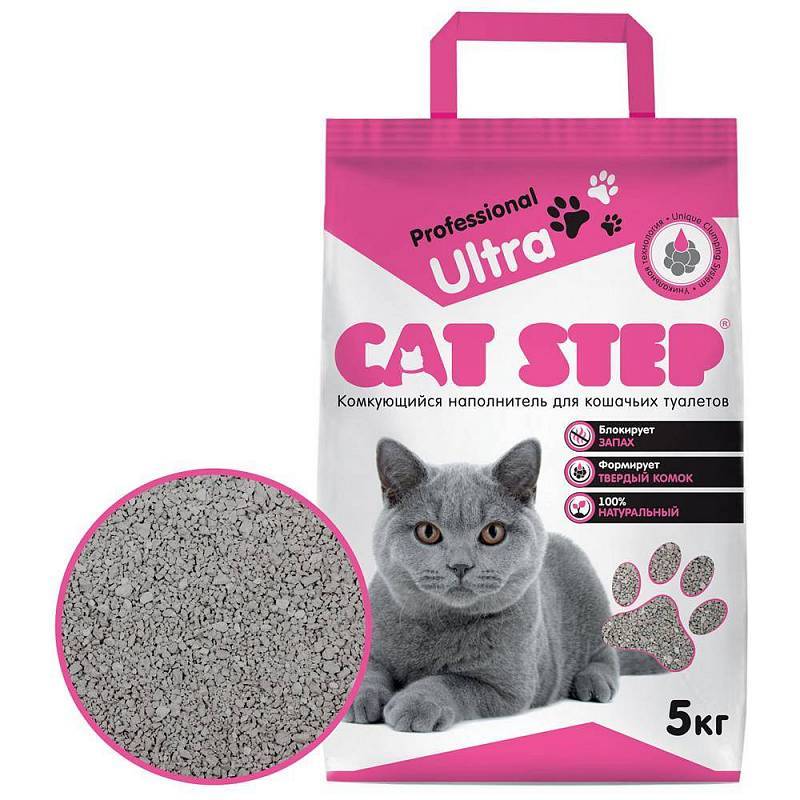 Комкующийся наполнитель для кошек Cat Step Professional Ultra бентонитовый, 5кг
