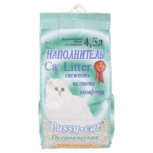 Впитывающий наполнитель для кошек Pussy-Cat цеолитовый, океанический, 4.5 л