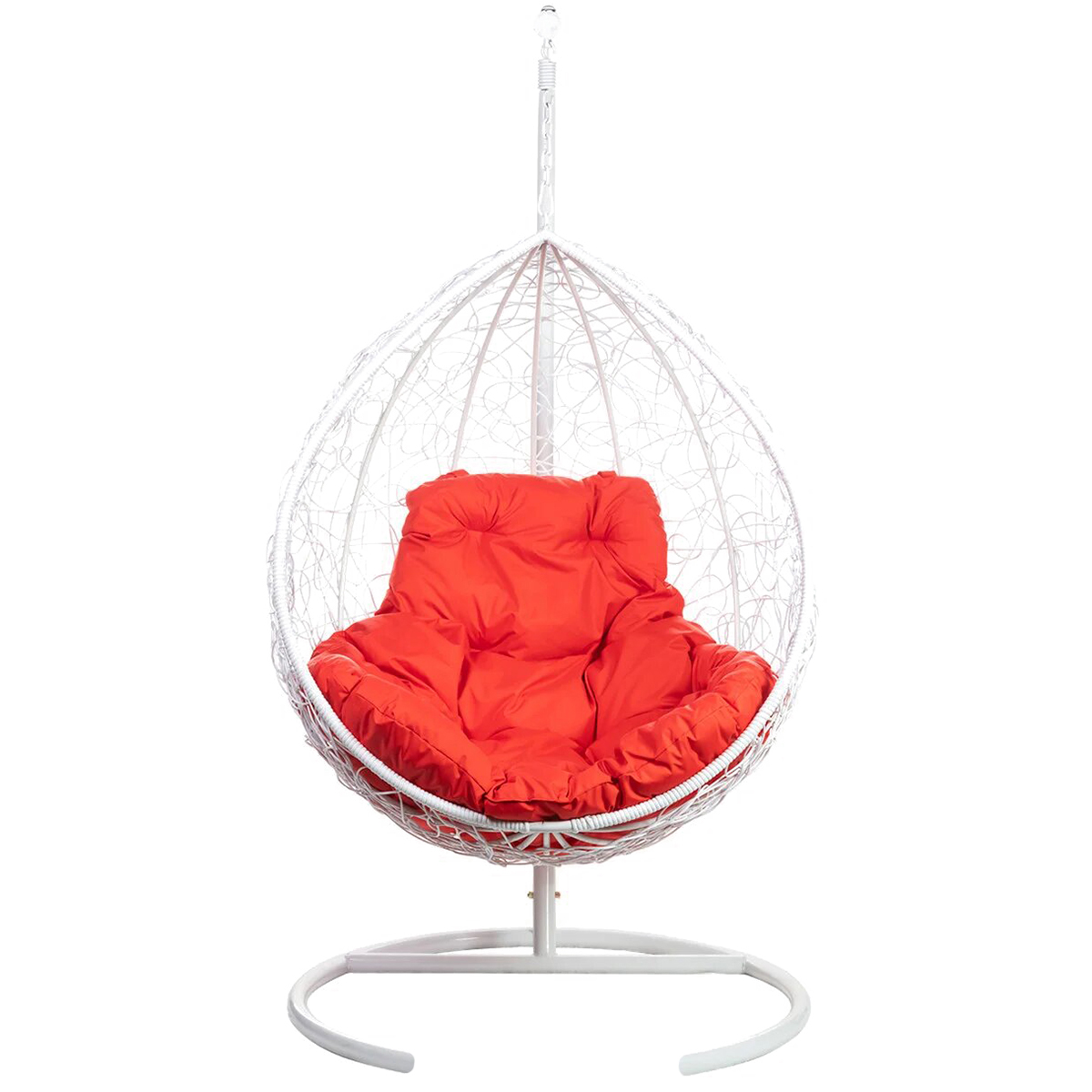 Подвесное кресло Bigarden Tropica белое со стойкой красная подушка