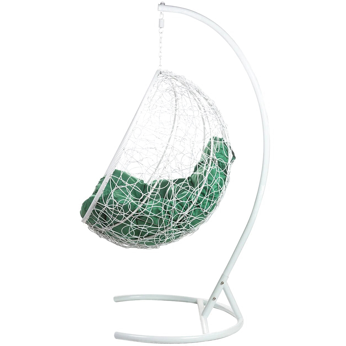 Подвесное кресло Bigarden Kokos белое со стойкой зеленая подушка