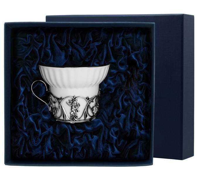 Чашка чайная "Ангел" с чернением - купить в ООО "Фамильное серебро", цена на Мегамаркет