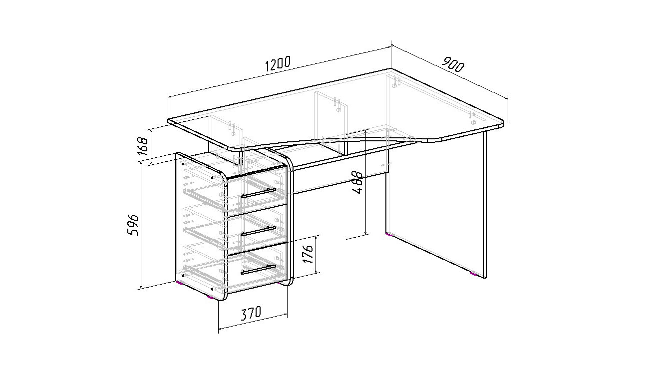 Компьютерный стол MFMaster Триан-5 МСТ-УСТ-05-ВМ-ДМ-16-ПР, венге-дуб ...