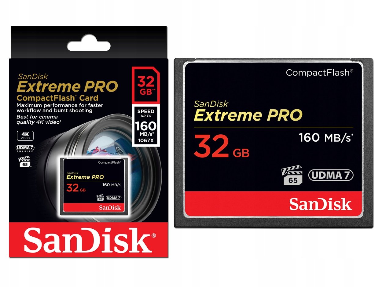 Карта памяти sandisk extreme pro compactflash 64gb 160 150 mb s