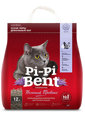 Комкующийся наполнитель для кошек Pi-Pi Bent Нежный прованс, бентонитовый, 5 кг, 12 л
