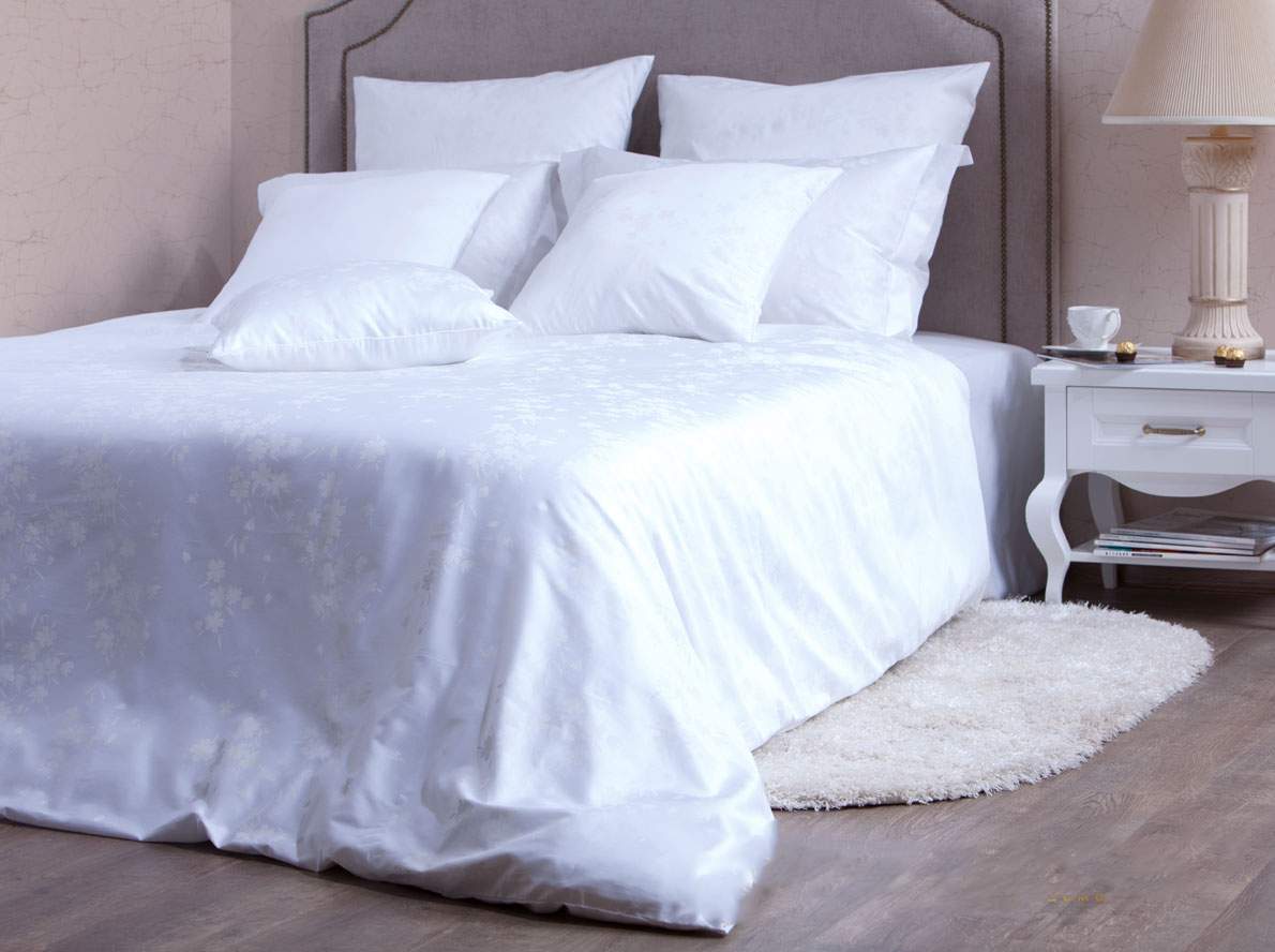 Комплект постельного белья "Белла белый" 1,5 спальный Хлопковый край