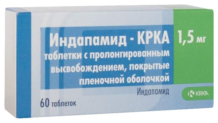 Индапамид-КРКА таблетки пролонг.п.п.о.1,5 мг №60 - купить в интернет-магазинах, цены на Мегамаркет | мочегонные средства