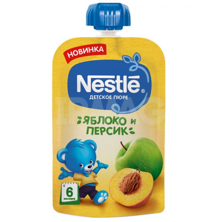 Пюре фруктовое Nestle Яблоко Персик, 90 г, 1 шт.