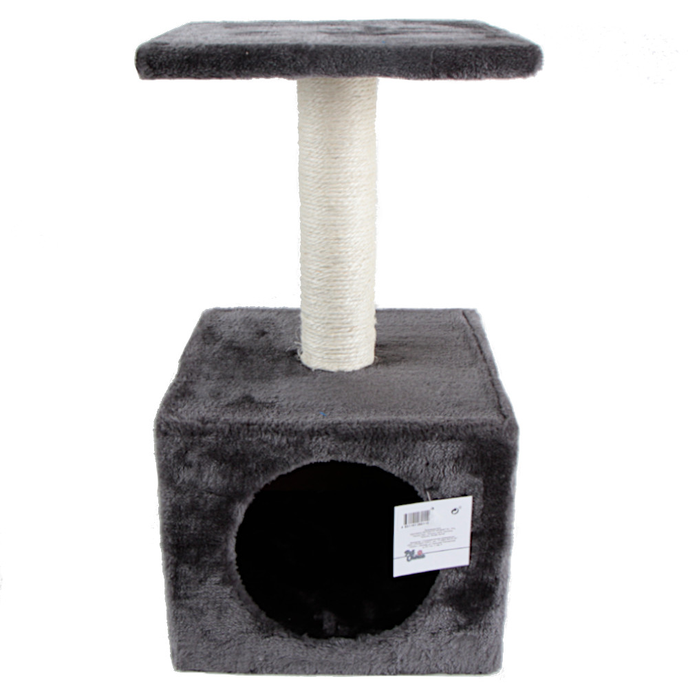 Домик для кошек Pet Choice, с когтеточкой, темно-серый, 30х30х57 см