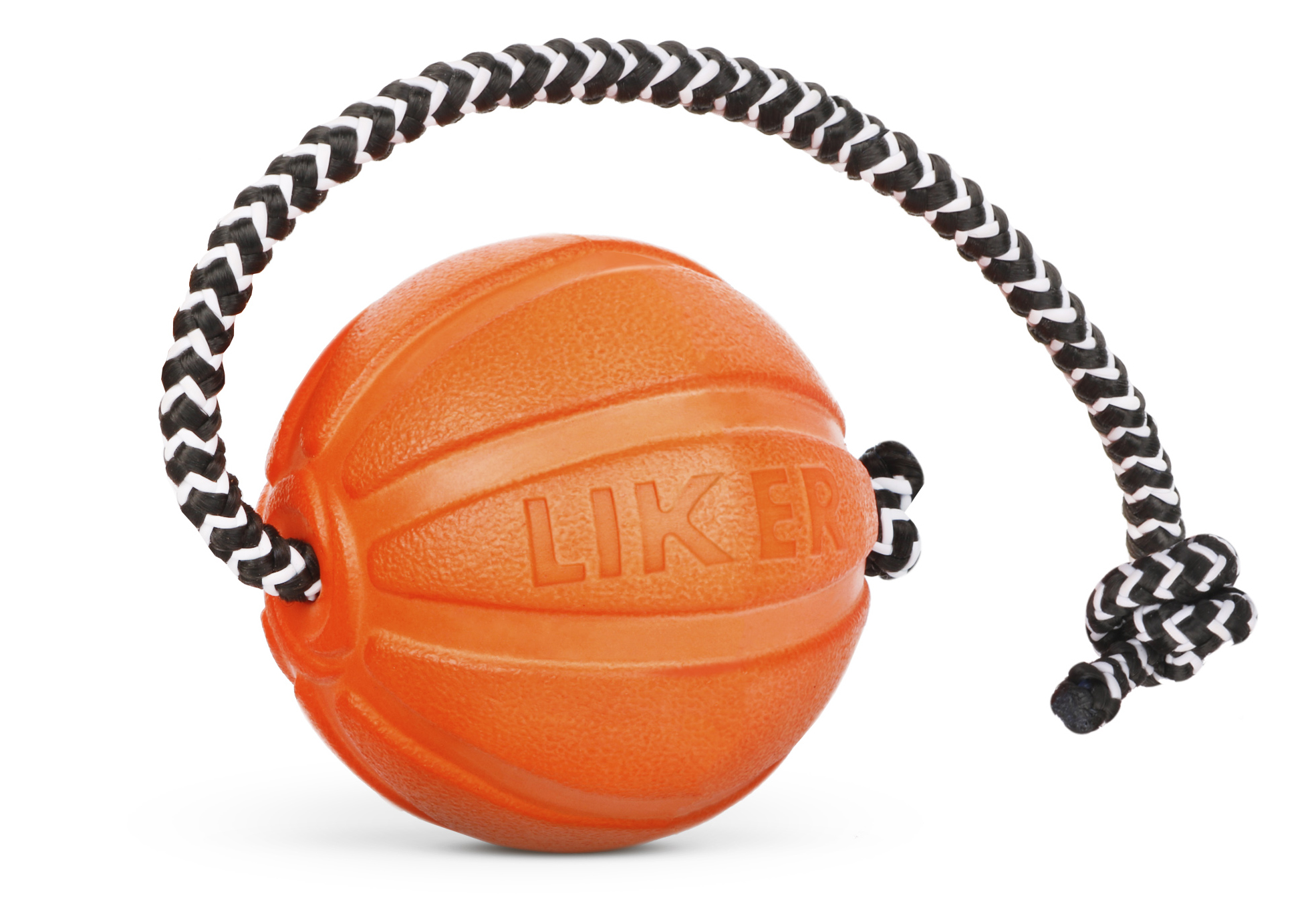 Мячик со шнуром для щенков и собак мелких пород LIKER Cord, оранжевый, 5 см
