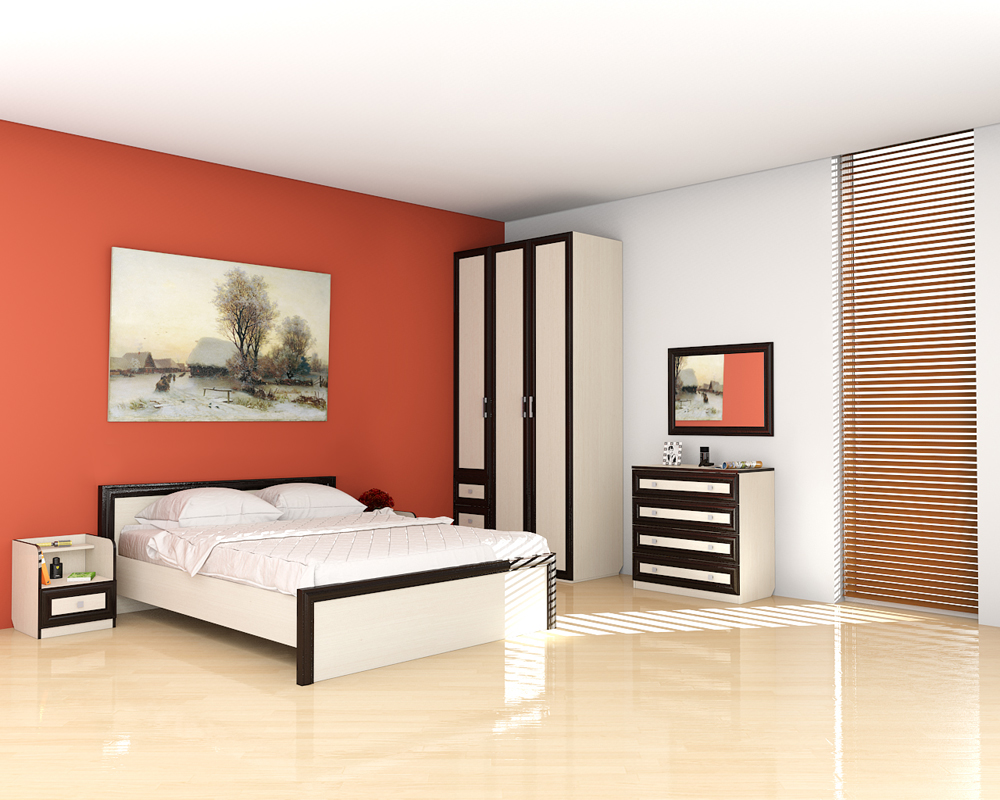 Двухспальная кровать с тумбами Мебельный Двор Аврора 1600 дуб/венге