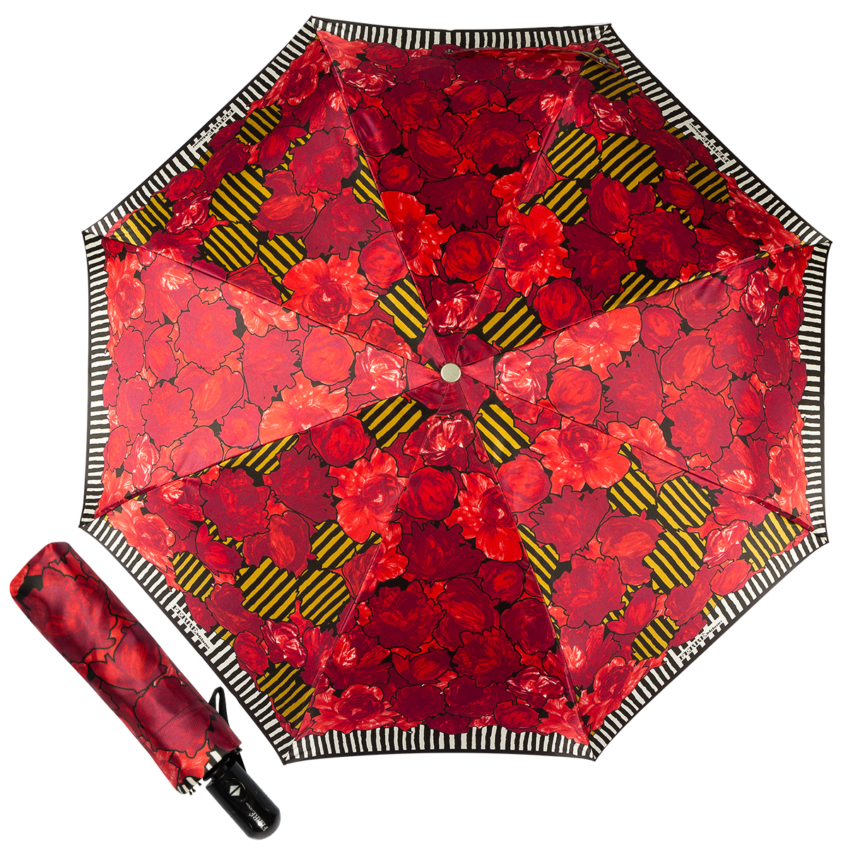 Зонт складной женский автоматический FERRE MILANO 358-OC Bordo красный