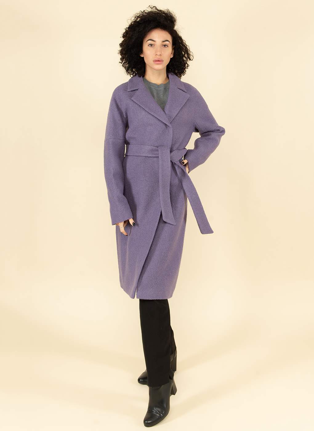 Пальто женское Каляев 1665025 фиолетовое 52 RU