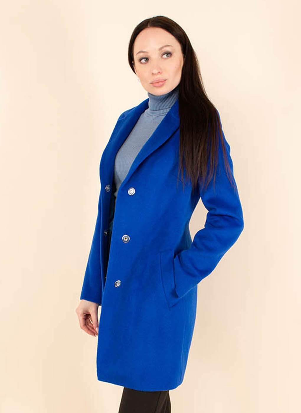 Пальто женское Каляев 1607233 синее 48 RU