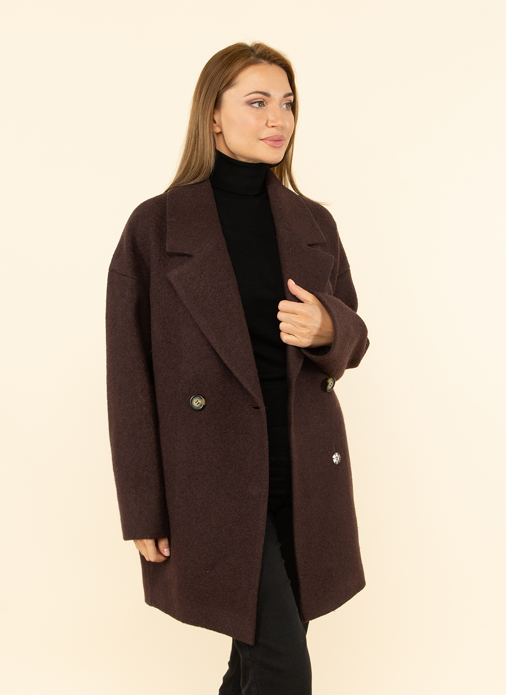 Пальто женское Каляев 1664999 коричневое 44 RU
