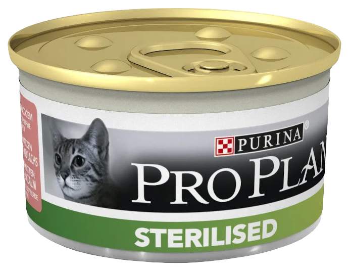 Консервы для кошек PRO PLAN Sterilised, лосось и тунец, 24шт по 85г