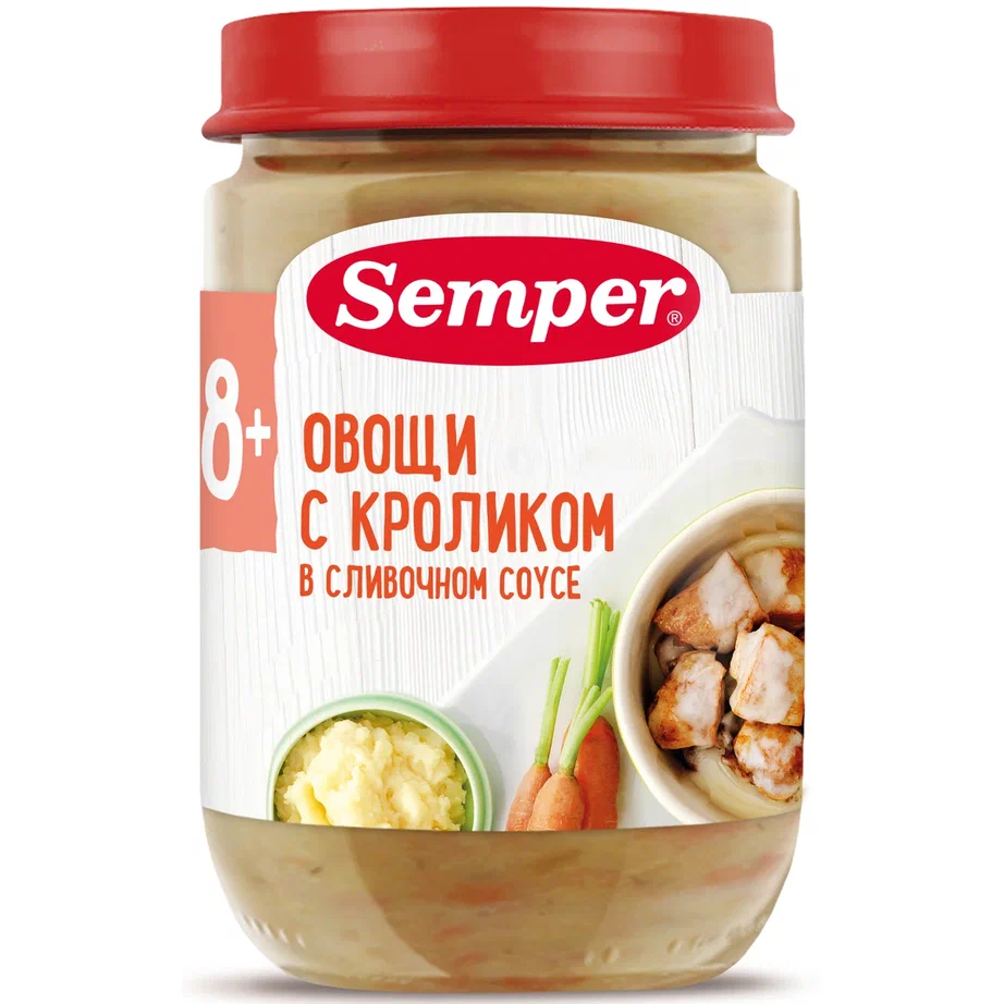 Купить пюре мясное Semper Овощи с кроликом в сливочном соусе с 8 мес. 190  г, цены на Мегамаркет | Артикул: 100023247621